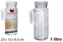 Jarra cristal agua tapa blanca 1 litro