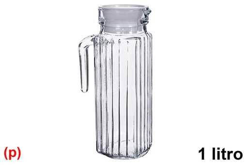 [122487] Glass water jug ​​white lid 1 liter