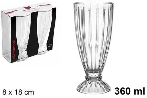 [122514] Pack 2 tall iced glass glasses 360 ml