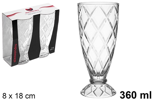 [122515] Pack 2 verres hauts en verre glacé 360 ml