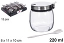 Azucarero de cristal y acero 220 gramos