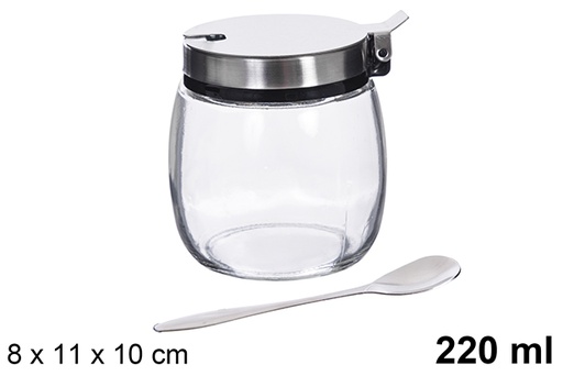 [122523] Açucareiro de vidro e aço 220 gr.