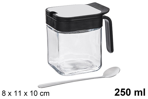 [122524] Zuccheriera in vetro e acciaio 250 gr.