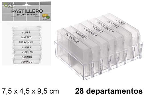 [122527] Caixa de comprimidos de plástico 28 compartimentos semanais  
