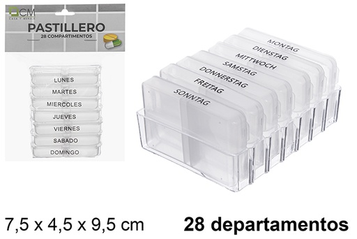 [122527] Caixa de comprimidos de plástico 28 compartimentos semanais  