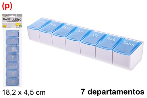 [122533] Portapillole in plastica 7 reparti settimanali 18,2x4,5 cm