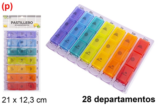 [122535] Portapillole in plastica 28 reparti settimanali 21x12,3 cm