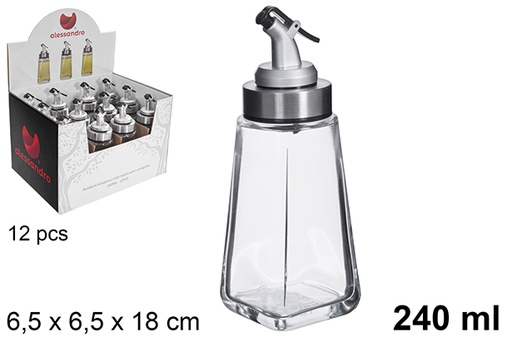 [122537] Huilier/huilier en verre avec bouchon en acier anti-goutte 240 ml