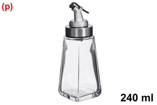 [122537] Oliera/oliera in vetro con tappo antigoccia in acciaio 240 ml
