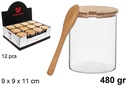 Azucarero borosilicato con tapa bambú y cuchara 480 gr.