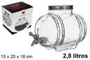 Barril cristal dispensador bebidas con grifo 2,8 l.