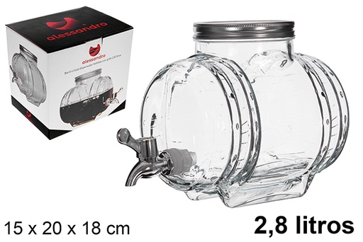 [122540] Distributore di bevande in cristallo Barril con rubinetto 2,8 l.