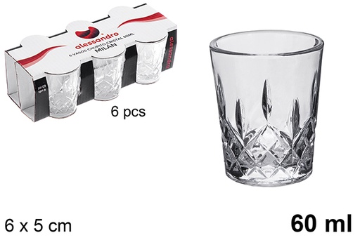 [122542] Pack  6 verres à shot en cristal deMilán  60 ml