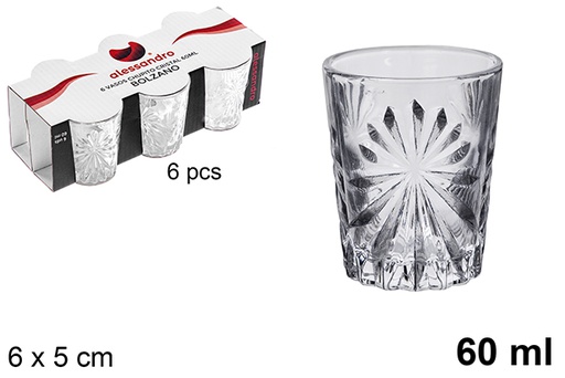 [122543] Pack 6 vasos chupito cristal Bolzano 60 ml