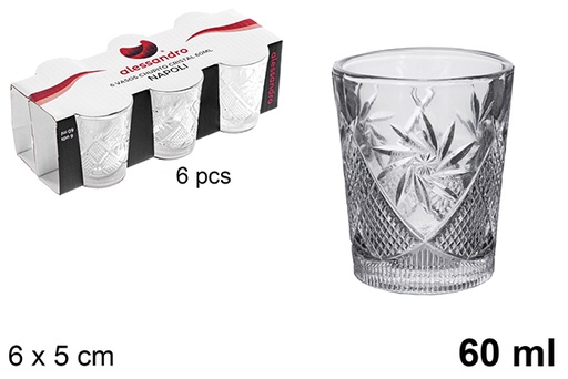 [122545] Pack  6 verres à shot en cristal de Napoli 60 ml