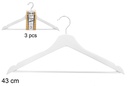 Pack 3 perchas madera blanca 43 cm