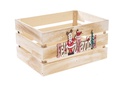 Caja madera natural decorada Feliz Navidad 28x20x15 cm
