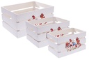 Pack 3 cajas madera blanca decorada Welcome 32x24,5x16 cm
