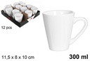 Conical white ceramic mug 300 ml