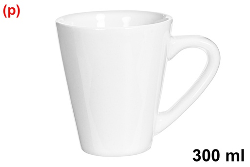 [122566] Conical white ceramic mug 300 ml