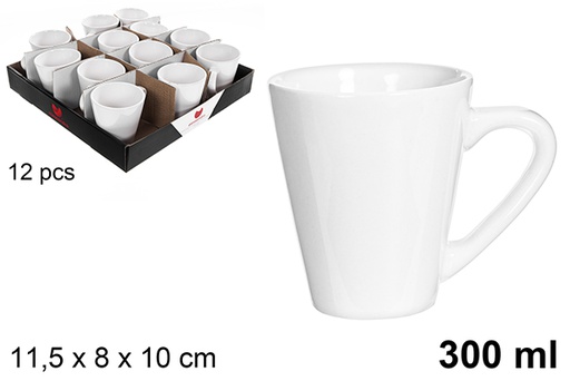 [122566] Taza mug cónica cerámica blanca 300 ml