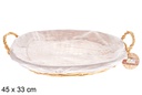 Cesto ovale in vimini con manici color miele con tessuto 45x33 cm