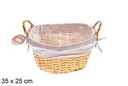Panier ovale en osier avec anses couleur  Chéri avec tissu 35x25 cm