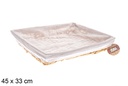 Cesta mimbre rectangular color Miel con tela 45x33 cm  