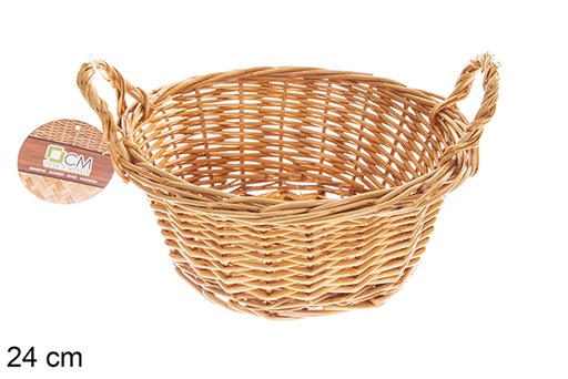 [122591] Round honey wicker basket 24cm