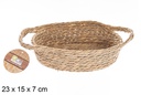 Cesta seagrass ovalada natural con asas 23x15x7 cm