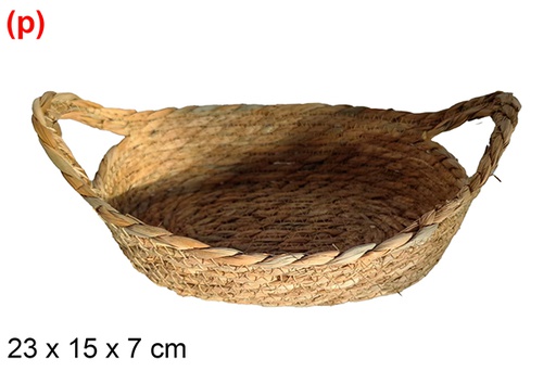 [122604] Natural oval seagrass basket with handles 23x15x7 cm