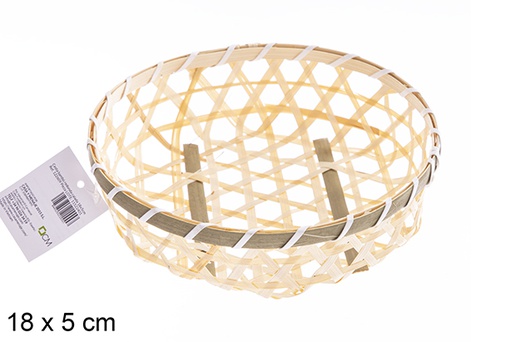 [122609] Panier rond en bambou naturel ajouré 23 cm