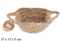 Cesta seagrass cuadrada natural con asas 17x17x7 cm