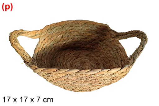[122610] Natural square seagrass basket with handles 17x17x7 cm