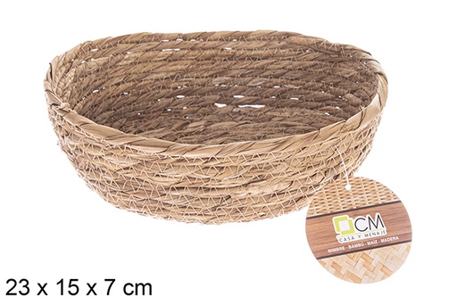 [122613] Panier en jonc de mer ovale naturel 23x15x7 cm