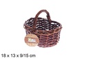 Cesta mimbre ovalada caoba con asa 18x13x9/15 cm