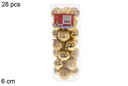 Pack 28 bolas oro brillo/mate cilindro 6 cm