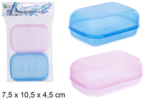 [122643] Pack 2 colored soap dishes