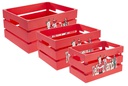 Pack 3 cajas madera roja decorada Feliz Navidad 32x24,5x16 cm