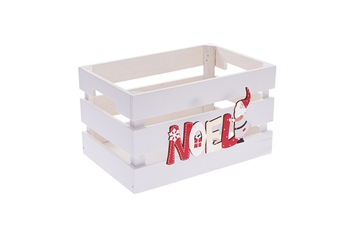 [122657] Caja madera blanca decorada Noel 24x16x14cm