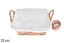 Cesta mimbre cuadrada color miel con tela 22 cm
