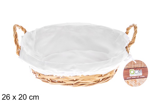 [122682] Panier ovale en osier couleur miel avec tissu 26x20 cm