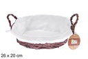 Mahogany oval wicker basket with fabric 26x20 cm