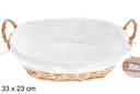 Cesto oval de vime cor mel com tecido 33x23 cm