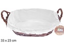 Cesta mimbre ovalada color caoba con tela 33x23 cm