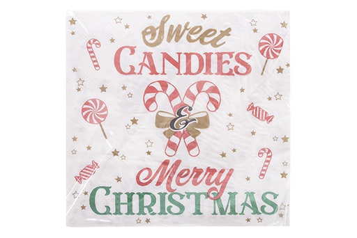 [122704] Pack 20 serviettes 3 épaisseurs décor casse-noix 33 cm