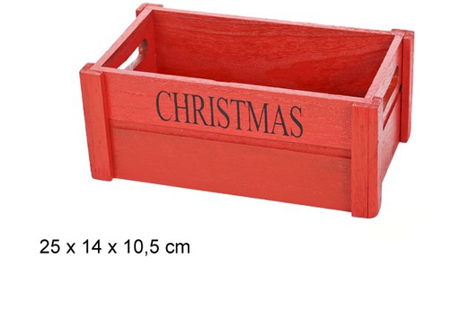 [100114] Caja madera navidad roja 25cm