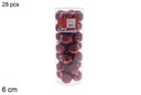 Pack 28 bolas burdeos brillo/mate cilindro 6 cm 