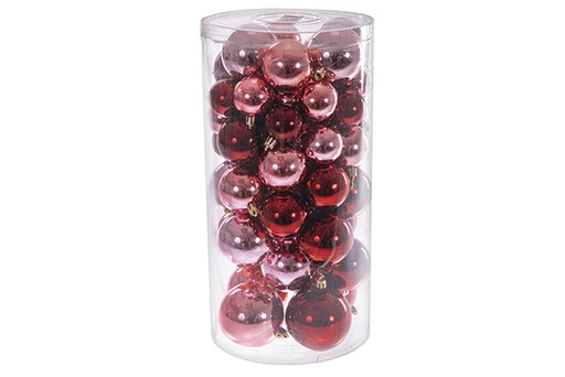 [122724] Pack 46 boules rouge brillant/mat cylindre assorti