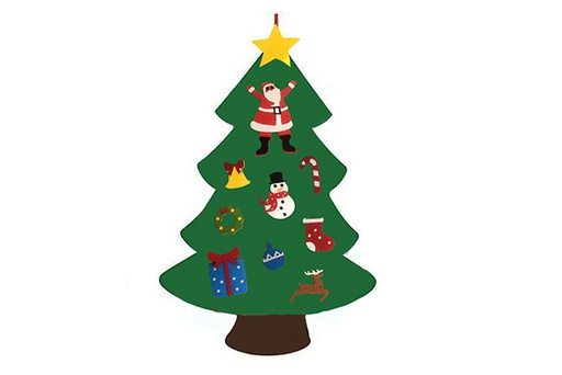 [122730] Sapin de Noël en feutre avec 10 décorations amovibles 98 cm